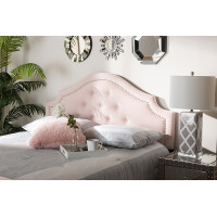 Baxton Studio BBT6564-Light Pink-HB-Full Cora Modern and Contemporary Light Pink Velvet Fabric Upholstered Full Size Headboard